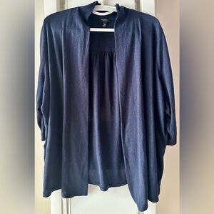 Navy Open Front Cardigan